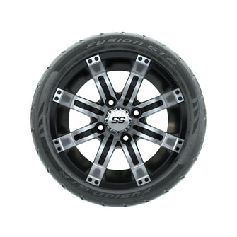 12ù GTW Tempest Black/Machined Wheels with Fusion GTR Street Tires  Set of 4