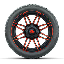 GTW® Stealth Gloss Black/Red 14 in Wheels with 205/30-14 Fusion Street Tires – Full Set