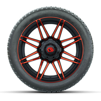 GTW Stealth Gloss Black/Red 14 in Wheels with 205/30-14 Fusion Street Tires  Full Set