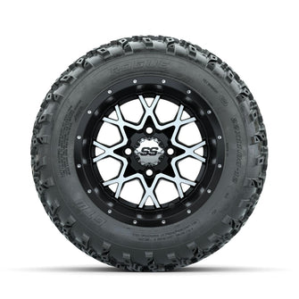 GTW Vortex Machined/Matte Black 12 in Wheels with 22x11.00-12 Rogue All Terrain Tires – Full Set