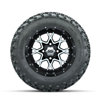 GTW Vortex Machined/Matte Black 12 in Wheels with 22x11.00-12 Rogue All Terrain Tires  Full Set