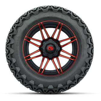 GTW Stealth Gloss Black/Red 14 in Wheels with 23x10-14 Predator All-Terrain Tires  Full Set