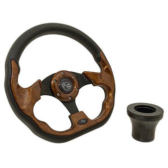 1982-Up Club Car DS - GTW Woodgrain Racer Steering Wheel with Black Adaptor