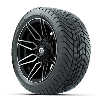 GTW® Stealth Black/Machined 12 in Wheels with 215/35-12 Mamba Street Tires – Full Set