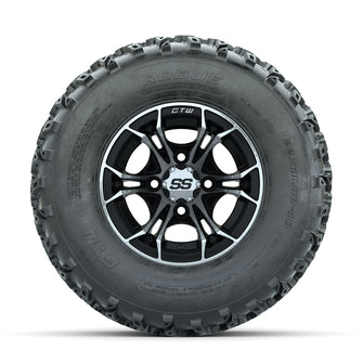 GTW Spyder Machined/Black 10 in Wheels with 22x11.00-10 Rogue All Terrain Tires  Full Set