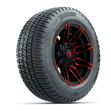 GTW Stealth Black/Red 12 in Wheels with 215/50-R12 Fusion S/R Steel Belt Radial Tires  Full Set