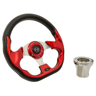 2004-Up Club Car Precedent - GTW Red Racer Steering Wheel Kit with Chrome Adaptor