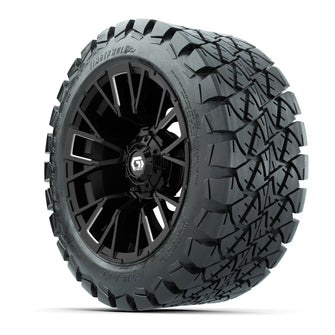 GTW Vandal Matte Black/Machined 14 in Wheels with 22x10-14 Timberwolf All-Terrain Tires  Full Set