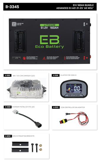 Advanced EV1 2021-2023 Eco Lithium 51v 160Ah "AE MCU" Battery Bundle