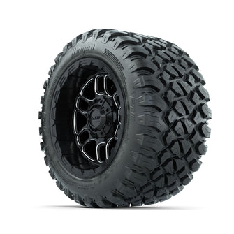 Set of (4) 12 in GTW Titan Machined & Black Wheels with 22x11-R12 Nomad All-Terrain Tires