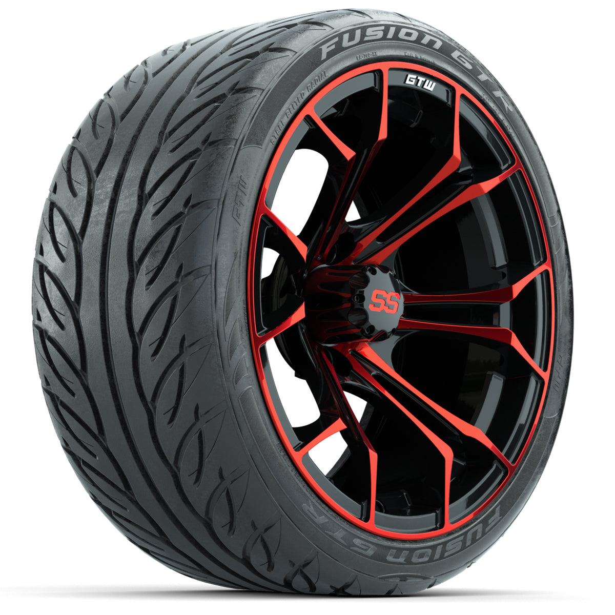 GTW Spyder Red/Black 15 in Wheels with 215/40-R15 Fusion GTR Street Tires  Full Set