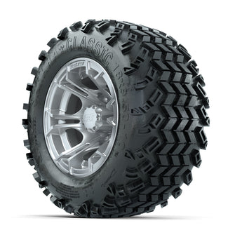 GTW Spyder Silver Brush 10 in Wheels with 18x9.50-10 Sahara Classic All Terrain Tires  Full Set