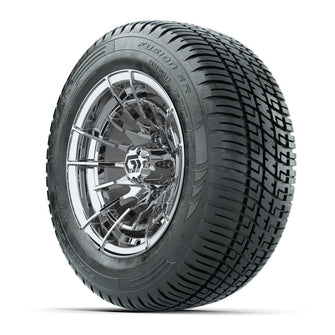 GTW® Boost Chrome 12 in Wheels with 215/50-R12 Fusion S/R Steel Belt Radial Tires – Full Set