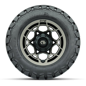 GTW® Nexus Gloss Black/Satin Bronze 12 in Wheels with 22x10-12 Timberwolf All-Terrain Tires – Full Set