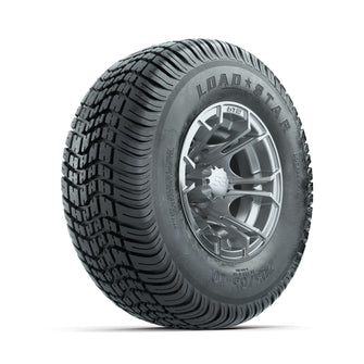 GTW Spyder Silver Brush 10 in Wheels with 205/65-10 Kenda Load Star Street Tires  Full Set