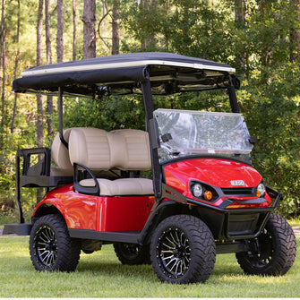 RedDot EZGO Express S4 Elite with 80ù Non Modular Top Beige 3-Sided Track Style Vinyl Enclosure (Years 2023-Up)