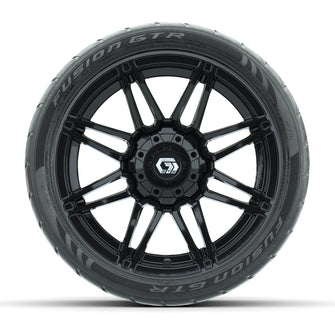 GTW Stealth Gloss Black 14 in Wheels with 205/40-R14 Fusion GTR Steel Belted Street Tires  Full Set