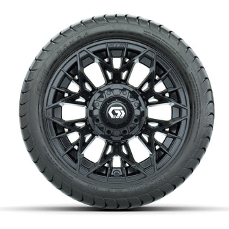 Set of (4) 12 in GTW Stellar Black Wheels with 215/35-12 Mamba Street Tires