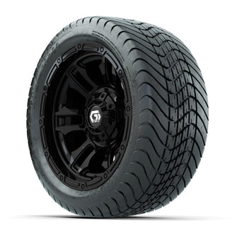 GTW® Shogun Gloss Black 12 in Wheels with 215/35-12 Mamba Street Tires – Full Set