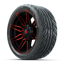 GTW® Stealth Gloss Black/Red 14 in Wheels with 205/40-R14 Fusion GTR Steel Belted Street Tires – Full Set