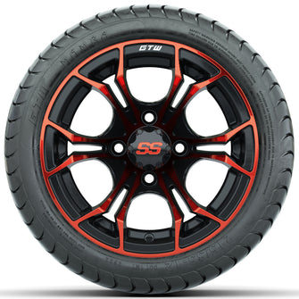 GTW Spyder Red/Black 12 in Wheels with 215/35-12 GTW Mamba Street Tires  Full Set