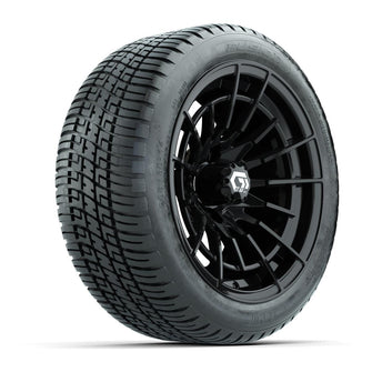 GTW® Boost Gloss Black 14 in Wheels with 205/30-14 Fusion Street Tires – Full Set