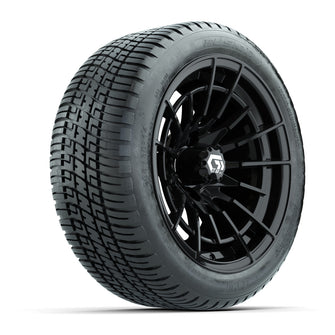 GTW Boost Gloss Black 14 in Wheels with 205/30-14 Fusion Street Tires  Full Set