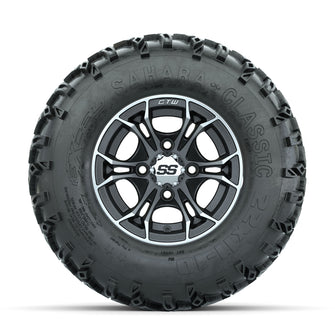 GTW Spyder Machined/Matte Grey 10 in Wheels with 22x11-10 Sahara Classic All Terrain Tires  Full Set