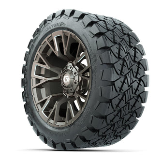 GTW® Vandal Satin Bronze/Machined 14 in Wheels with 22x10-14 Timberwolf All-Terrain Tires – Full Set