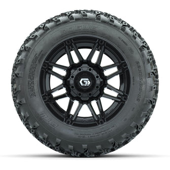 GTW® Stealth Gloss Black 12 in Wheels with 22x11.00-12 Rogue All-Terrain Tires – Full Set