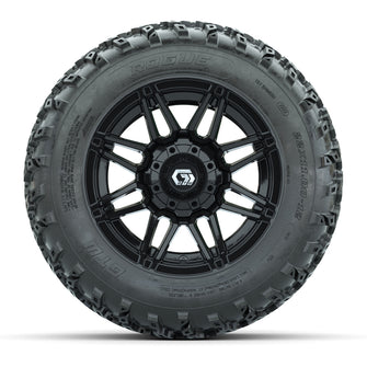 GTW Stealth Gloss Black 12 in Wheels with 22x11.00-12 Rogue All-Terrain Tires  Full Set