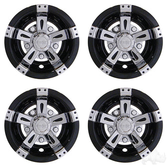 RHOX Wheel Cover, SET OF 4, 8" Vegas Chrome/Black