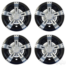 RHOX Wheel Cover, SET OF 4, 8" Vegas Silver Metallic w/ Black