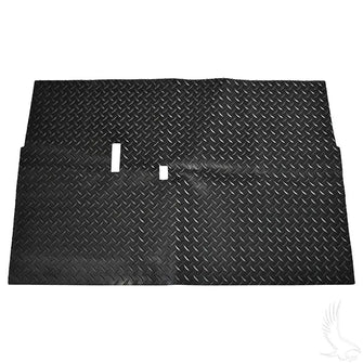 Floor Mat, Diamond Plate Rubber, Black, Club Car DS 82+ Redhawk 