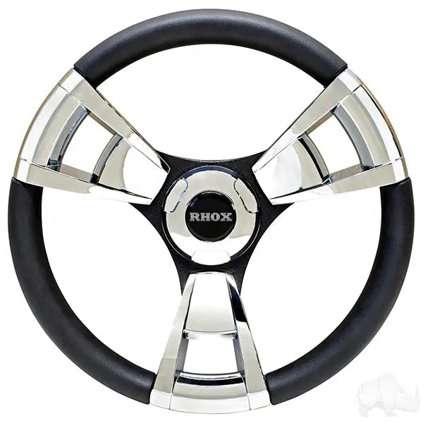 Fontana Steering Wheel, Chrome, E-Z-Go Hub Redhawk 