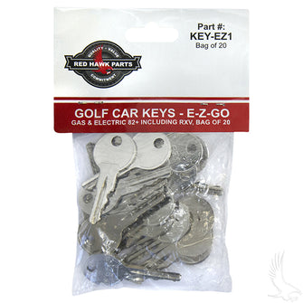 Key, BAG OF 20, E-Z-Go Gas & Electric 82+ Including RXV