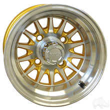 RHOX Phoenix, Machined w/Gold w/ Center Cap, 10x7 ET-15.5