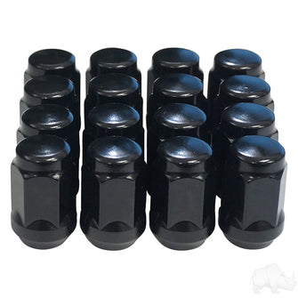 Lug Nut, BOX OF 16, Gloss Black Closed End Standard 1/2"-20, OD 3/4"