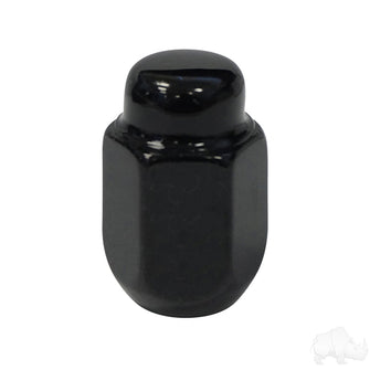 Lug Nut, Gloss Black Closed End Standard 1/2"-20, OD 3/4"