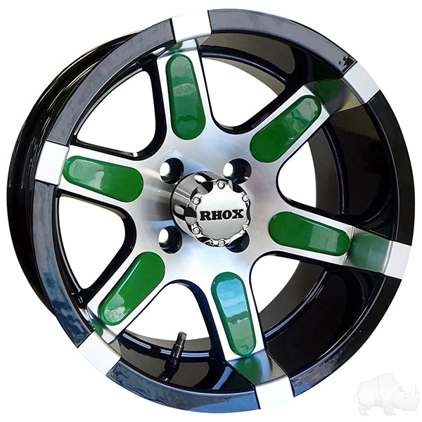 RHOX RX260, Machined w/ Black w/ Center Cap, 14x7 ET-25