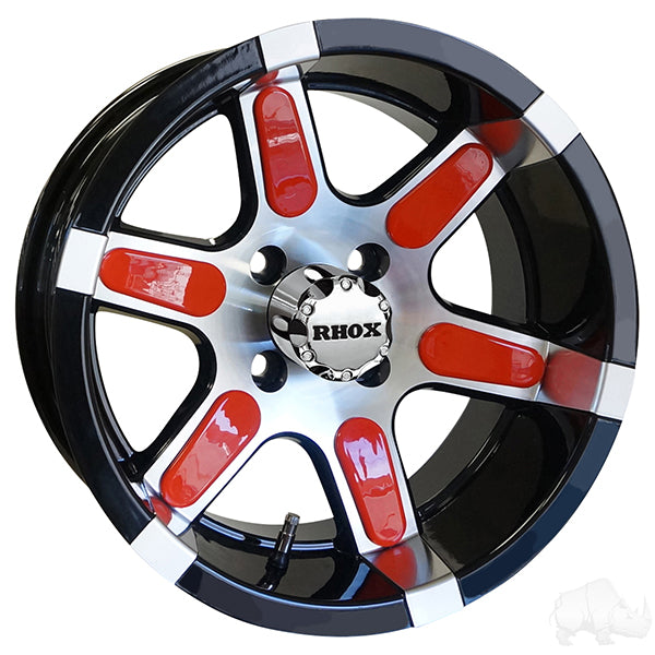 RHOX RX260, Machined w/ Black w/ Center Cap, 14x7 ET-25