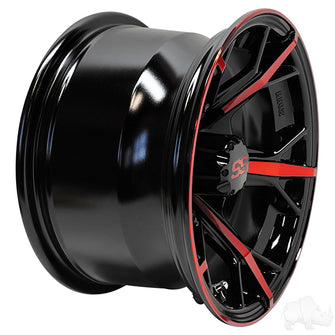 RHOX RX399, Gloss Black with Red, 12x7 ET-25