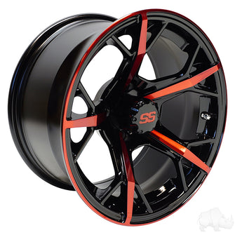 RHOX RX400, Gloss Black with Red, 14x7 ET-25