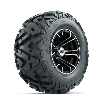 GTW Spyder Machined/Black 10 in Wheels with 20x10-10 Barrage Mud Tires  Full Set