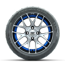 GTW Pursuit Machined/Blue 14 in Wheels with 225/40-R14 Fusion GTR Street Tires  Full Set