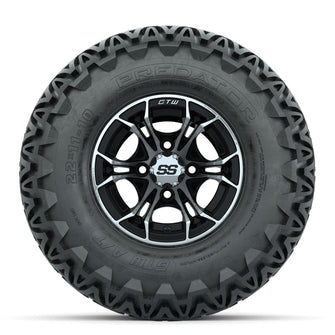 GTW Spyder Machined/Black 10 in Wheels with 22x11-10 Predator All Terrain Tires – Full Set