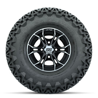 GTW Spyder Machined/Black 10 in Wheels with 22x11-10 Predator All Terrain Tires  Full Set