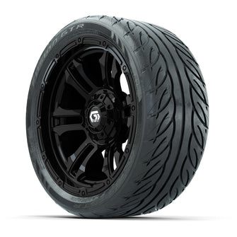 GTW Shogun Gloss Black 14 in Wheels with 205/40-R14 Fusion GTR Steel Belted Street Tires  Full Set