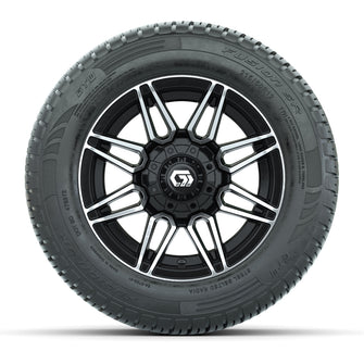 GTW Stealth Black/Machined 12 in Wheels with 215/50-R12 Fusion S/R Steel Belt Radial Tires  Full Set