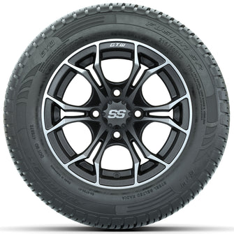 Set of (4) 12 in GTW Spyder Wheels with 215/50-R12 Fusion S/R Street Tires